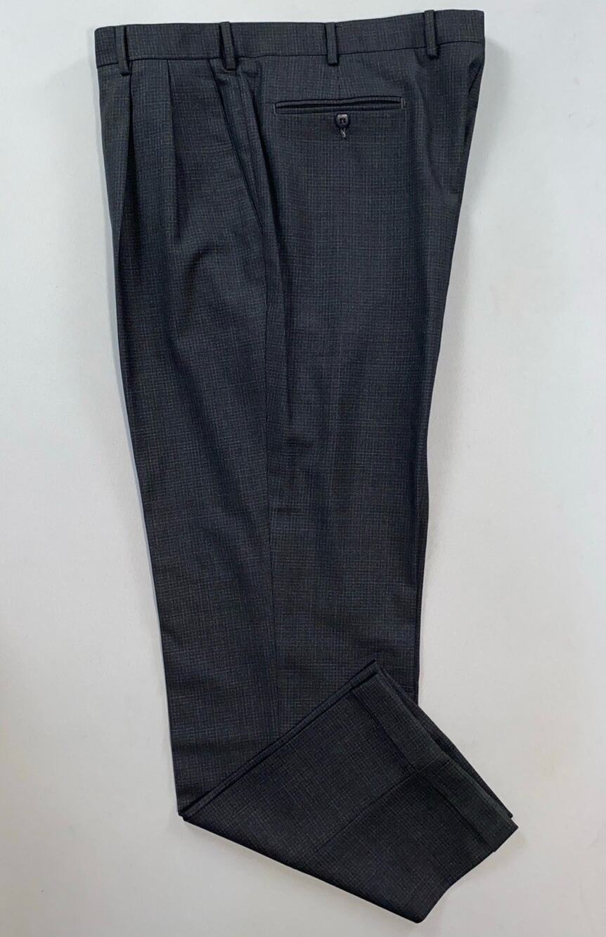 Zanella Italy Bennett Pleated/Cuffed Wool Dress Pants, Slacks. Mottled, 40X32.